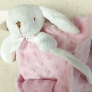 Bunny Rabbit Pink Lovey Blanket Plush Toy
